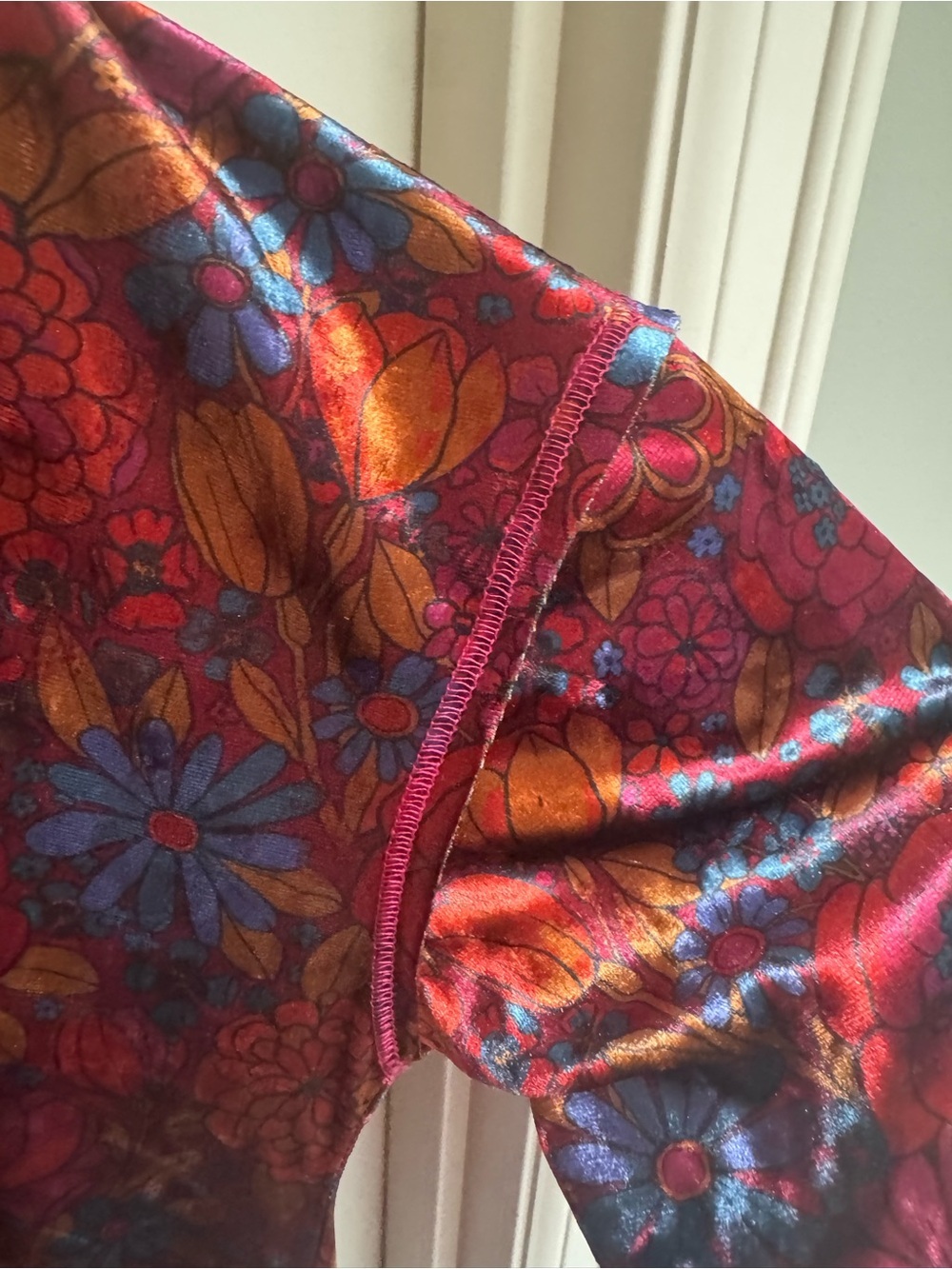 NATURAL LIFE Velvet Floral Scoop-Neck Mini Dress/ Tunic - Picture 3 of 5